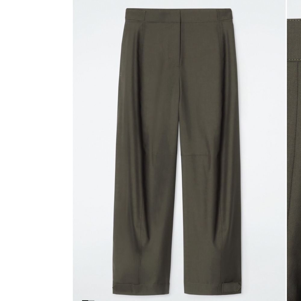 COS Green Wool Barrel Leg Utility‎ Pants Ballon Size 6